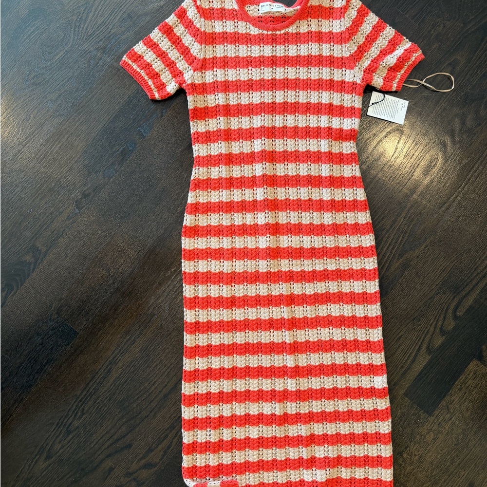 Electric & Rose Striped Red and Cream Knit Dress